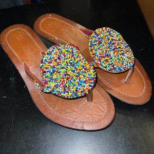 AFRICAN MAASAI handmade leather wedge sandals